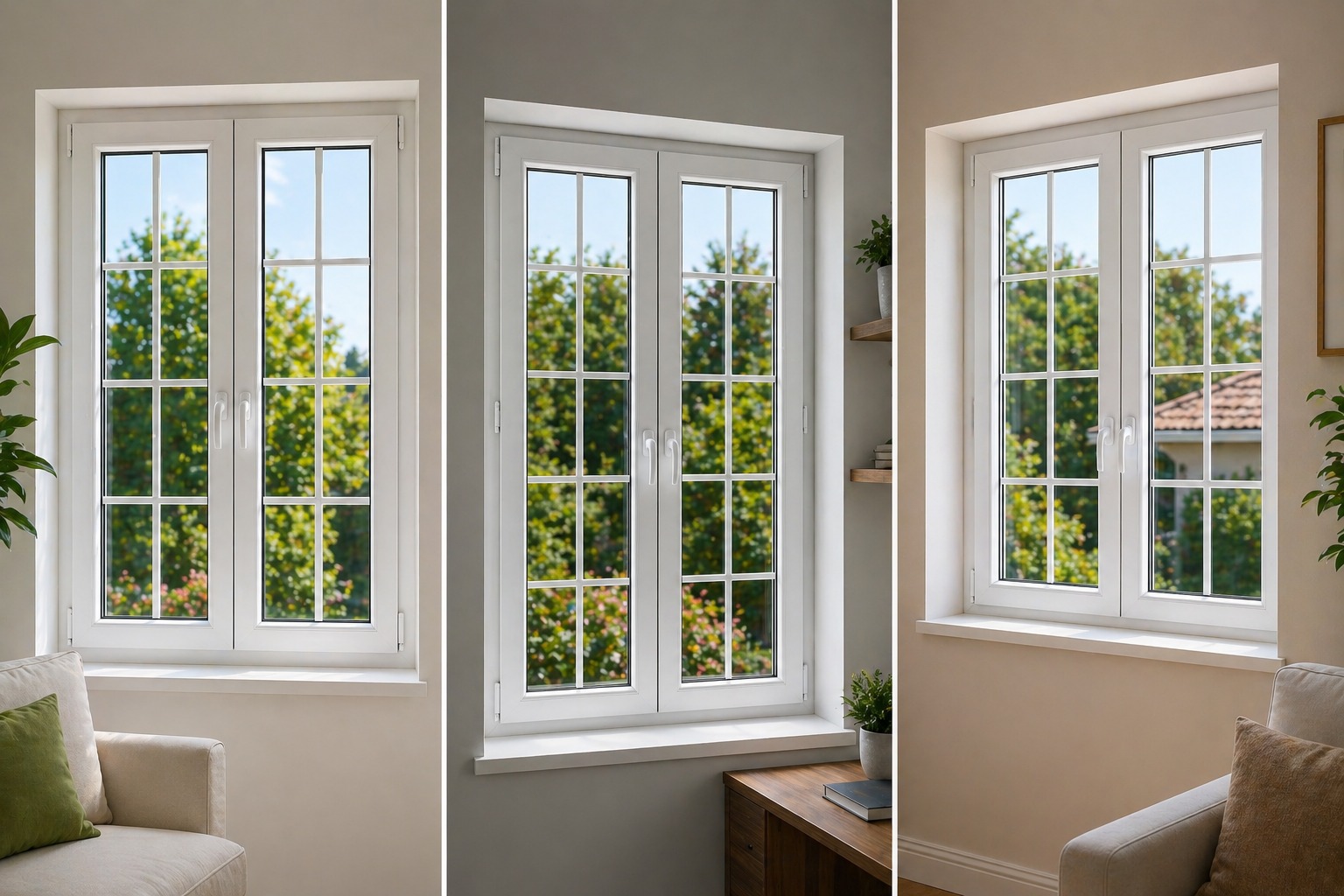 uPVC French windows in Coimbatore — floor-to-ceiling double-panel windows that create a seamless indoor-outdoor connection for modern homes